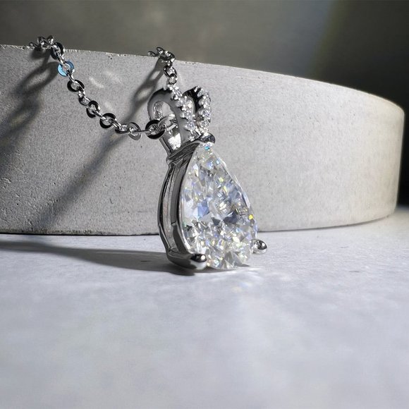 Certified 2ct. t.w. Moissanite Diamond Teardrop Necklace - Picture 6 of 14
